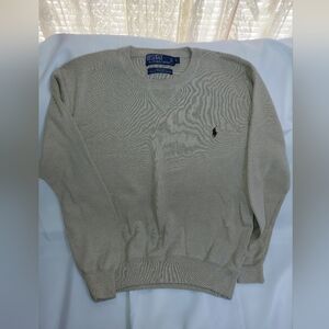 Polo by Ralph Lauren Men's Crewneck Sweater in Beige with Navy Pony
